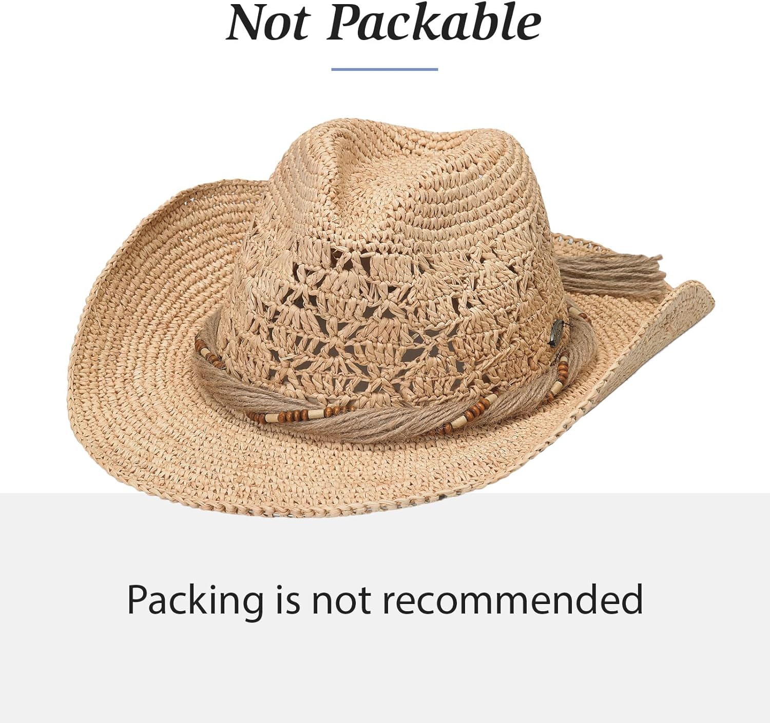 Wallaroo Hat Company Women’s Tina Cowboy Hat – Natural Straw, Wide Brim Sun Hat, Adjustable, Shapeable Cowgirl, Western Hat