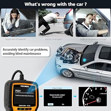 FOXWELL NT301 OBD2 Scanner Live Data with 12V 24V Car Battery Tester