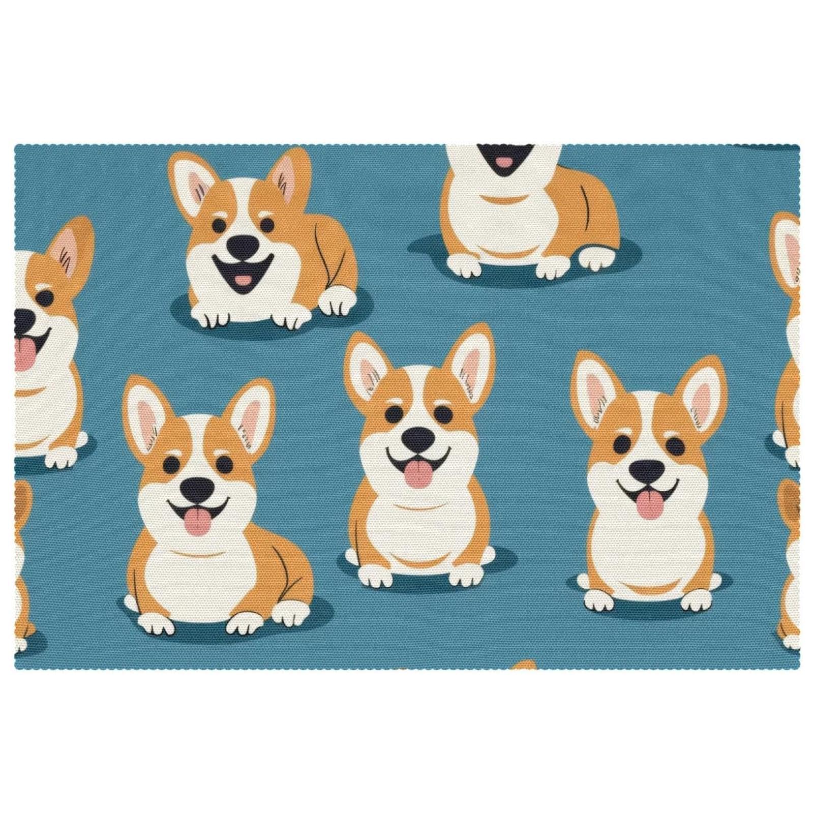 Sets de table Clever Corgi en tissu Oxford premium résistant à la chaleur x4