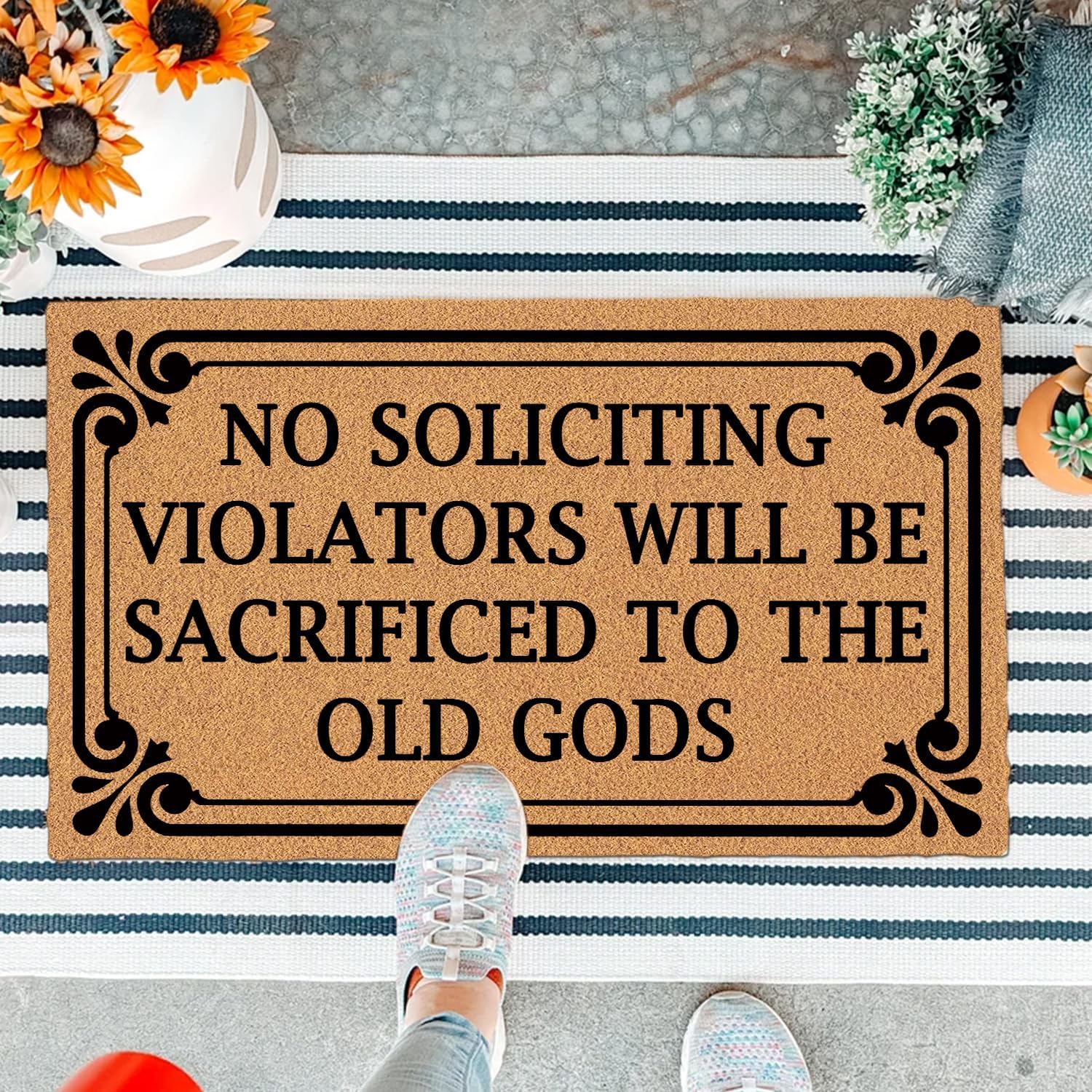 Funny Welcome Doormat If You Don't Call Or Text First We Won't Answer The DoorPersonalized Non-Slip Rubber Mat for Front Door Indoor Outdoor Housewarming Gift 30x18 Inches