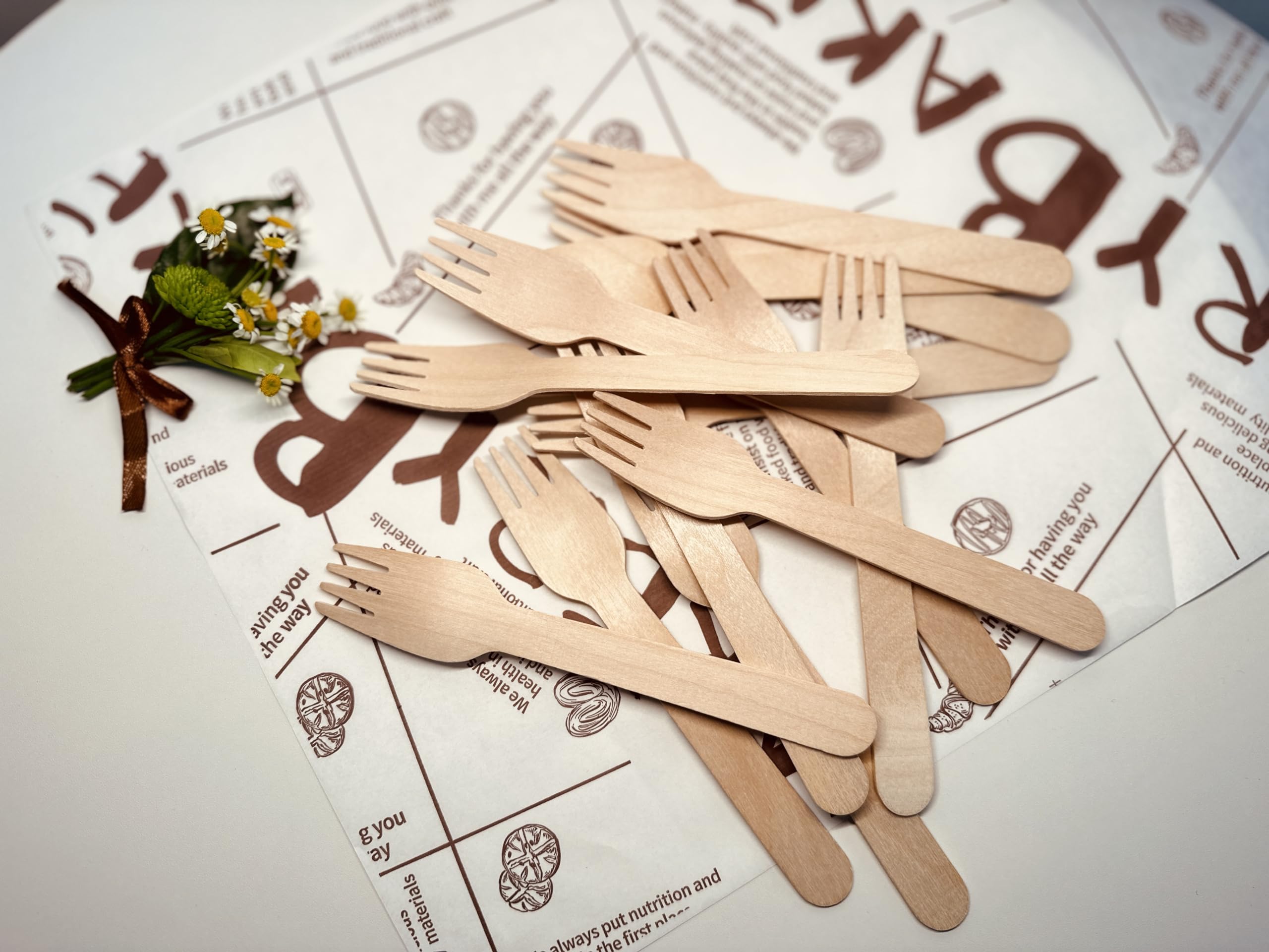SunMoon Eco Friendly 300 Pack Wooden Forks Disposable, 16cm Long - Image 4