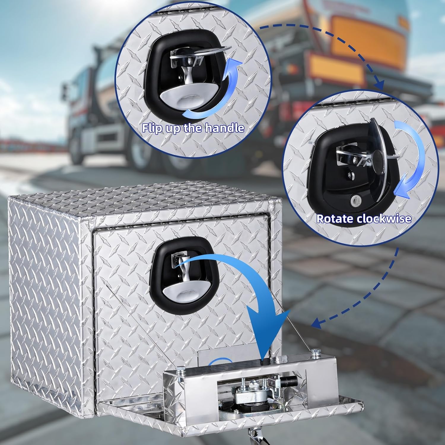 ANLULOAD Underbody Truck Tool Box, 14" x 16" x 12" Aluminum Heavy Duty Waterproof Storage with Lock, Diamond Tread Plate, .100" Thick – Fits Pickup, Trailer, RV