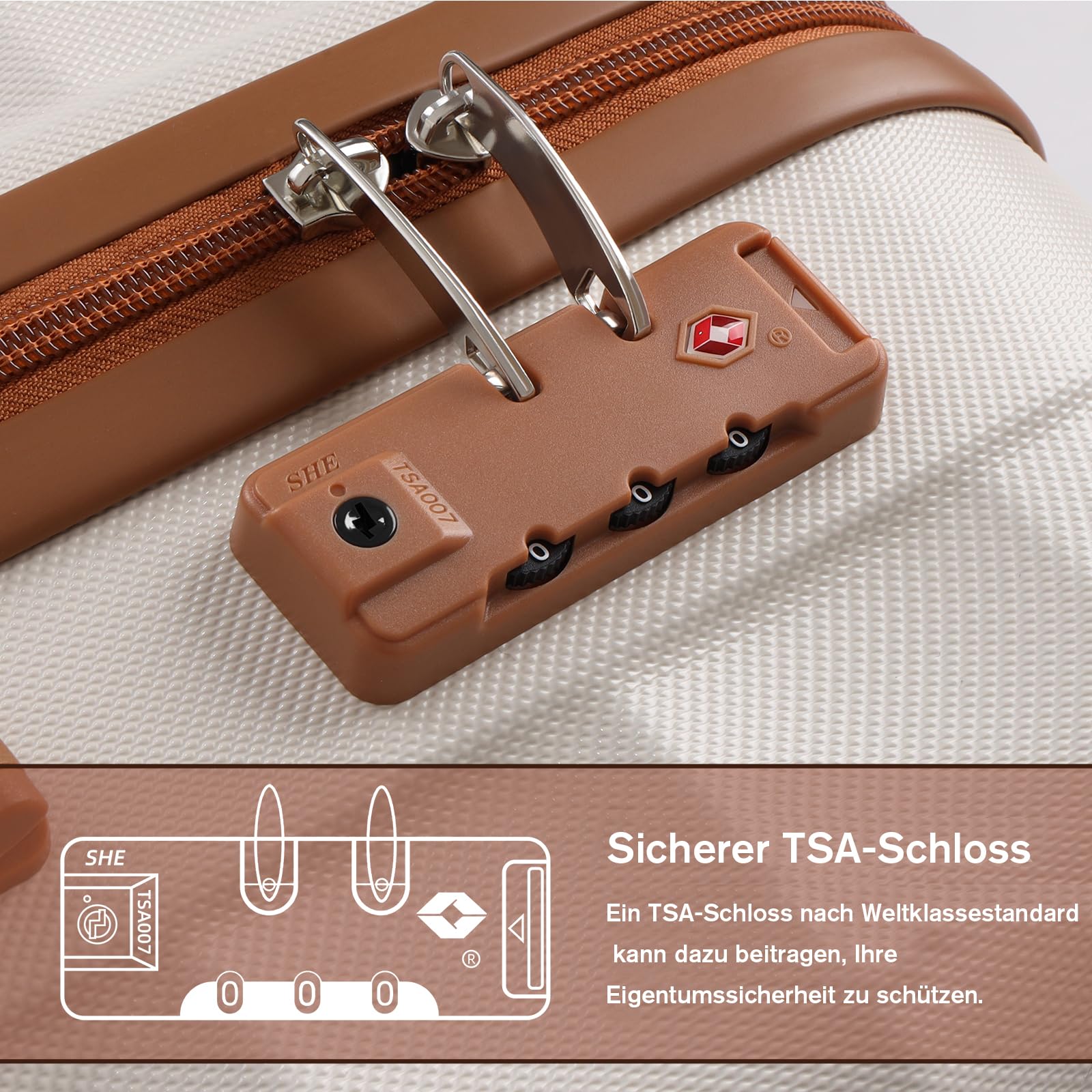 Set valigie, beige e marrone, [55*38*24] cm, [68*45*28] cm, [77*48*33] cm