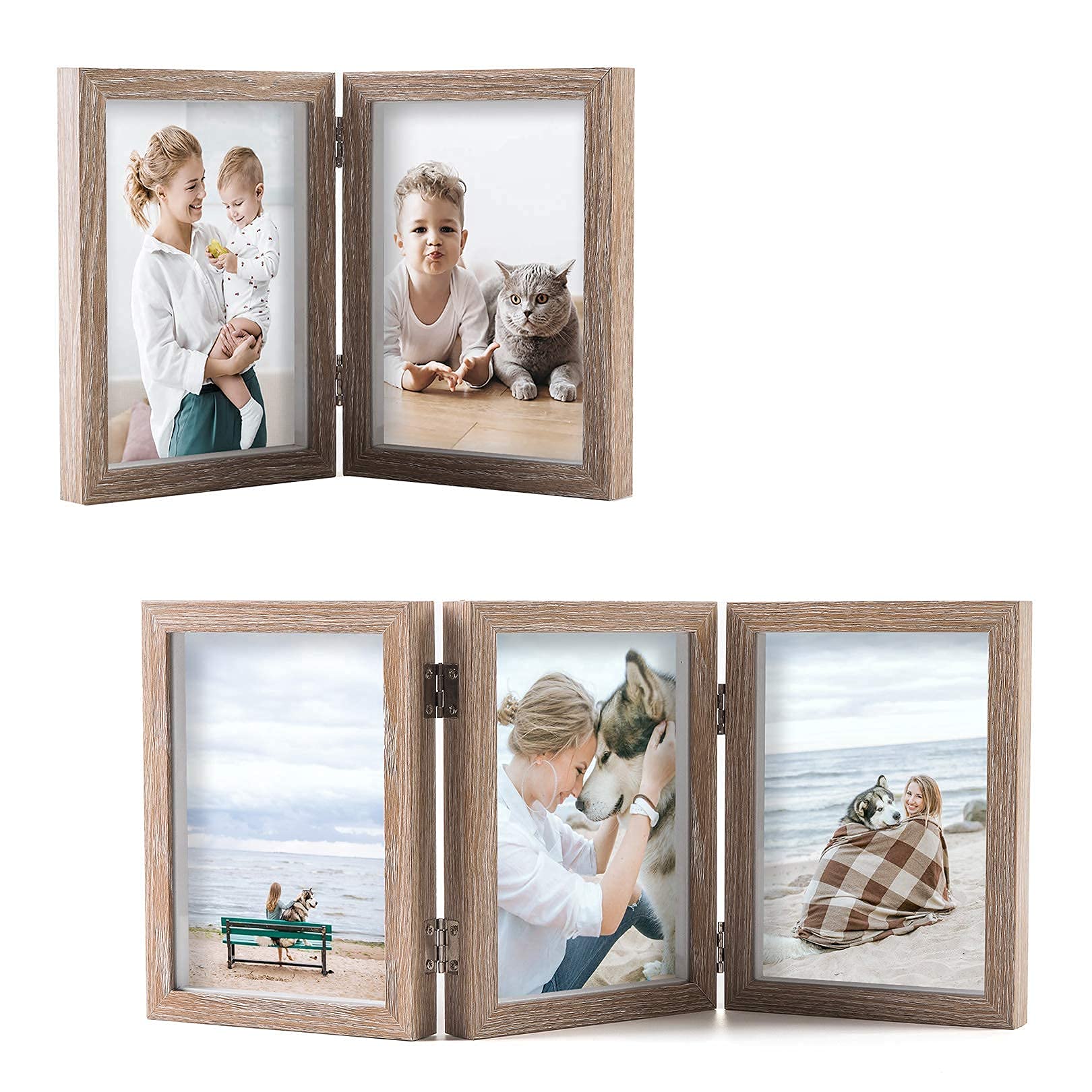 AEVETEDouble Picture Frames and Triple Picture Frames, Both Display 5x7 Photos Side by Side Vertically