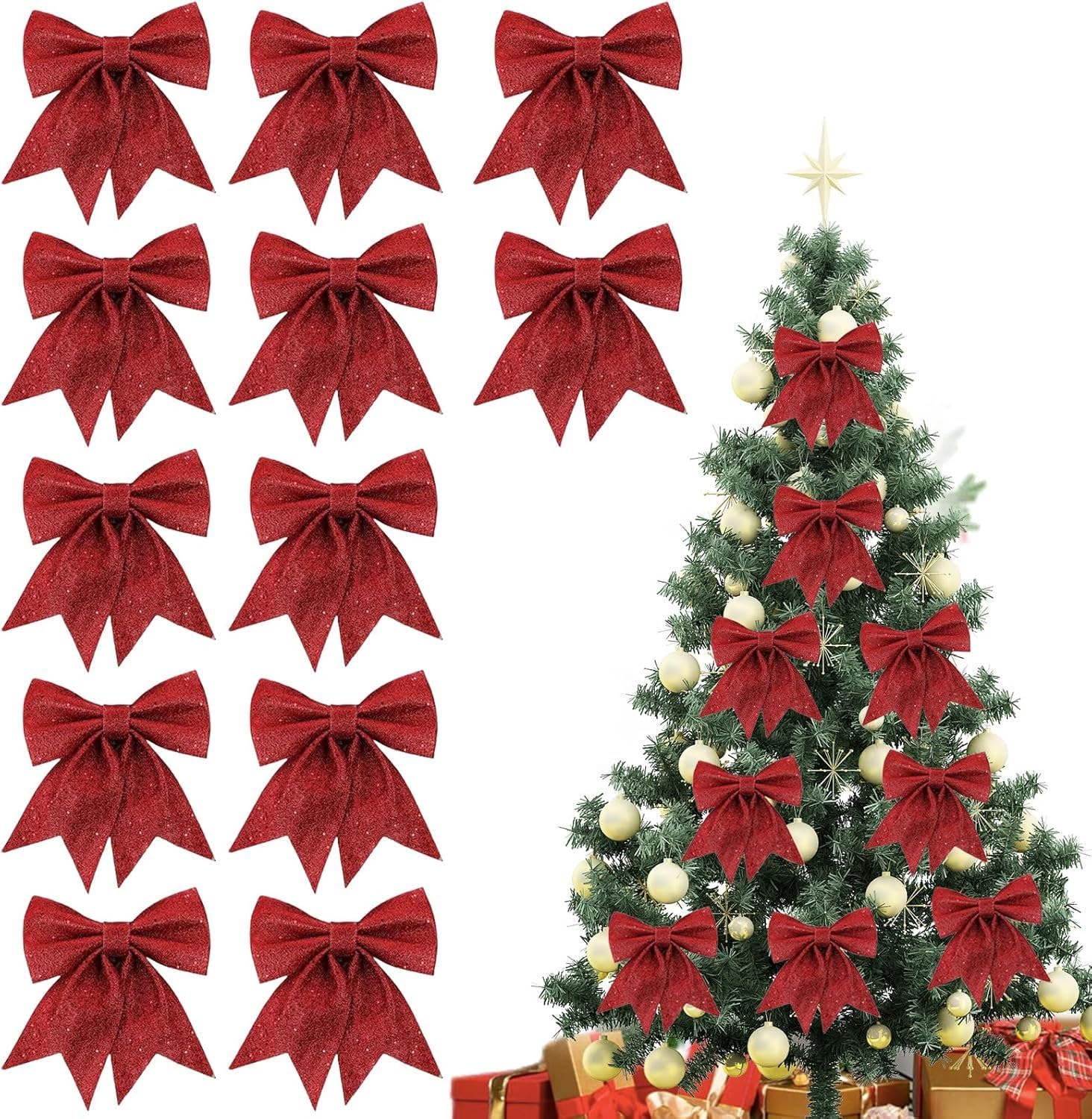 12 Uccellini Rossi Con Glitter E Clip Metallica Per Decorazioni Albero Di Natale, Matrimoni E Giardino – Finti E Leggeri