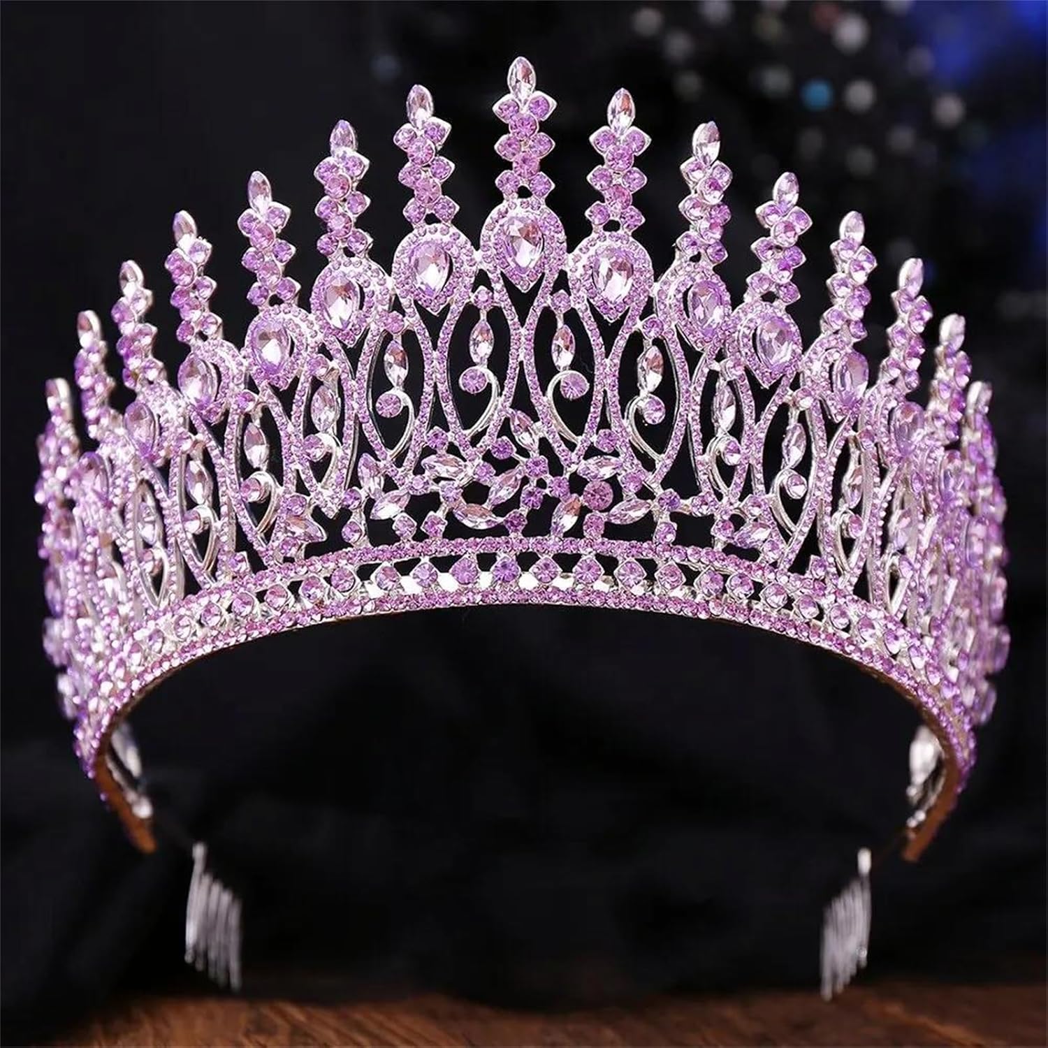 Large Round Queen Crown For Women Sparkling Zircon Crystal Princess Tiara Bridal Headpieces Pageant Wedding Hair Accessories For Stage Prom Party