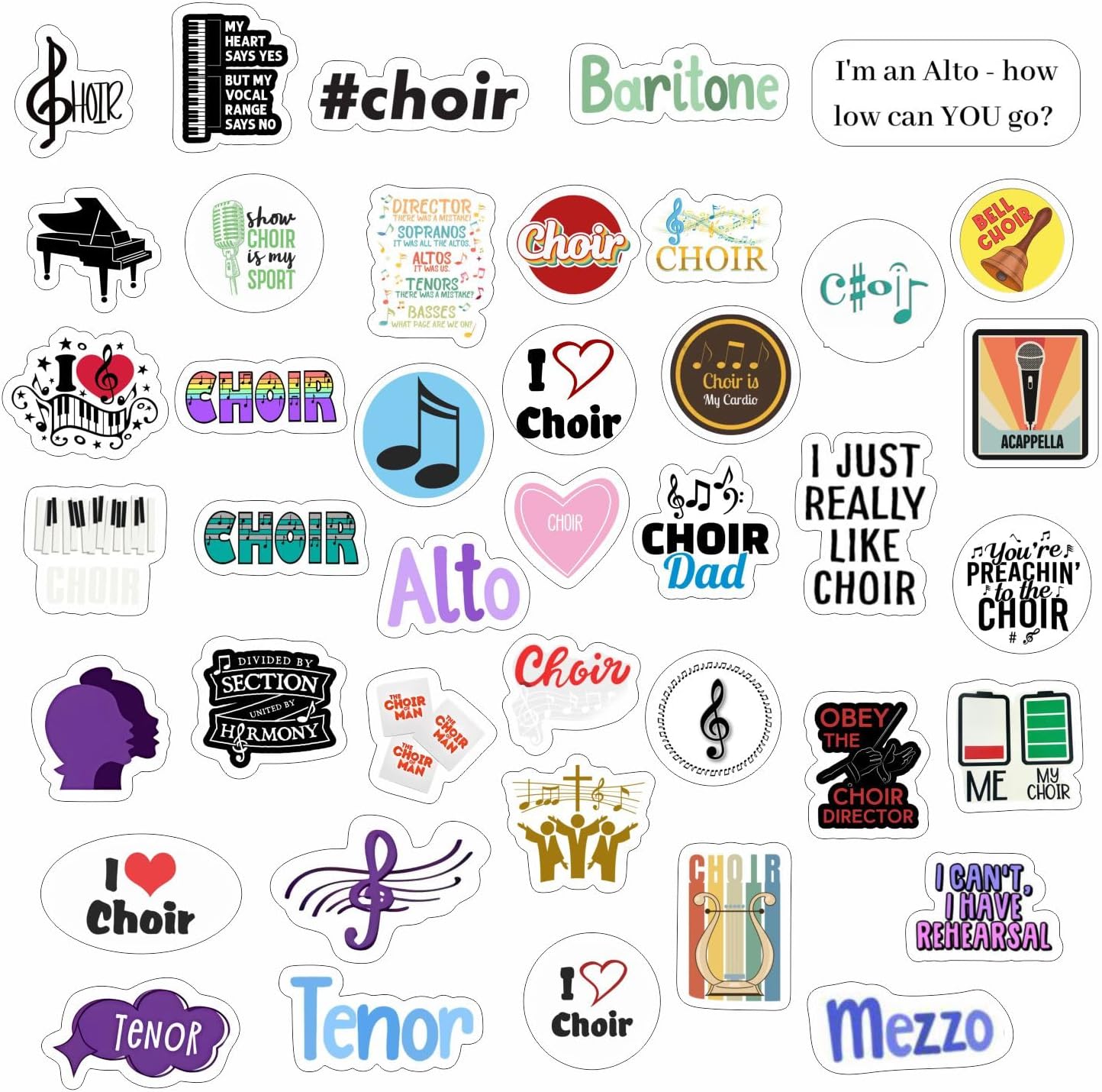 100Pcs Choir Stickers for Water Bottle and Laptop - Choir Party Supplies & Decorations, Waterproof Vinyl Decals, Singing and Music Stickers, Gifts for Women & Men image 4