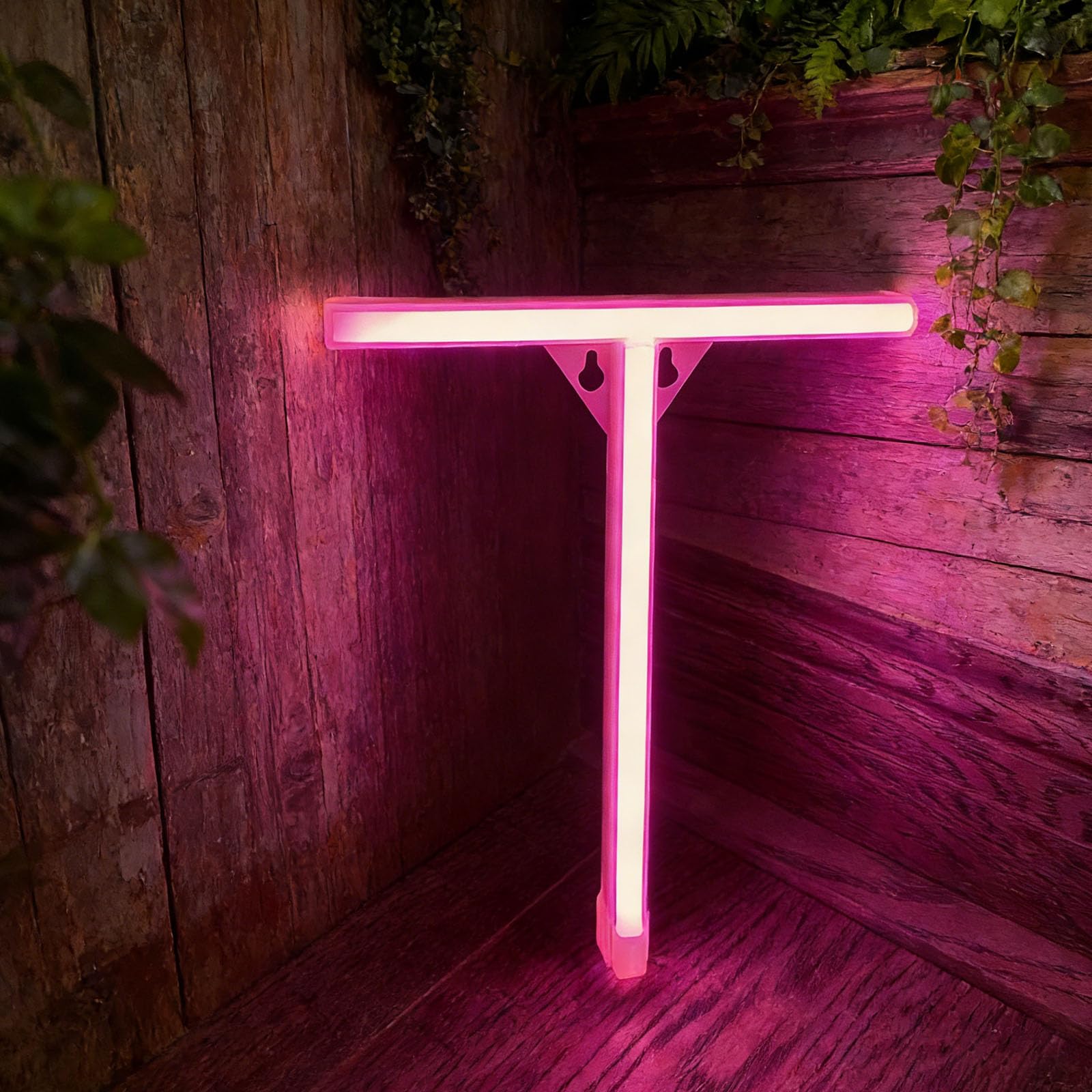 shulovehua Pink Neon Letter Sign - Battery/USB Powered LED Alphabet Neon Art Lights for Wedding, Birthday, Christmas, Home Bar(T) — image 1