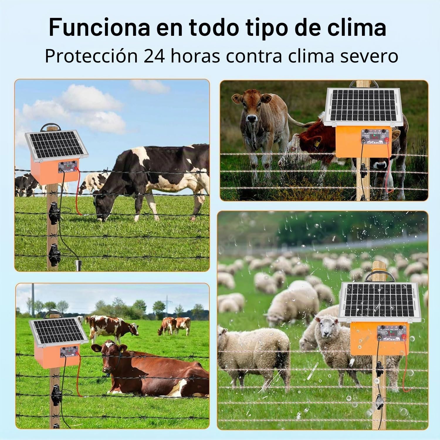 12V Solar Pastor Electrico,32KM cerca eléctrica Controlador de 0.5J / 9.5KV | con batería de Panel Solar de 7.5W, para prevención de vida silvestre, granjas, aves de corral, jardines
