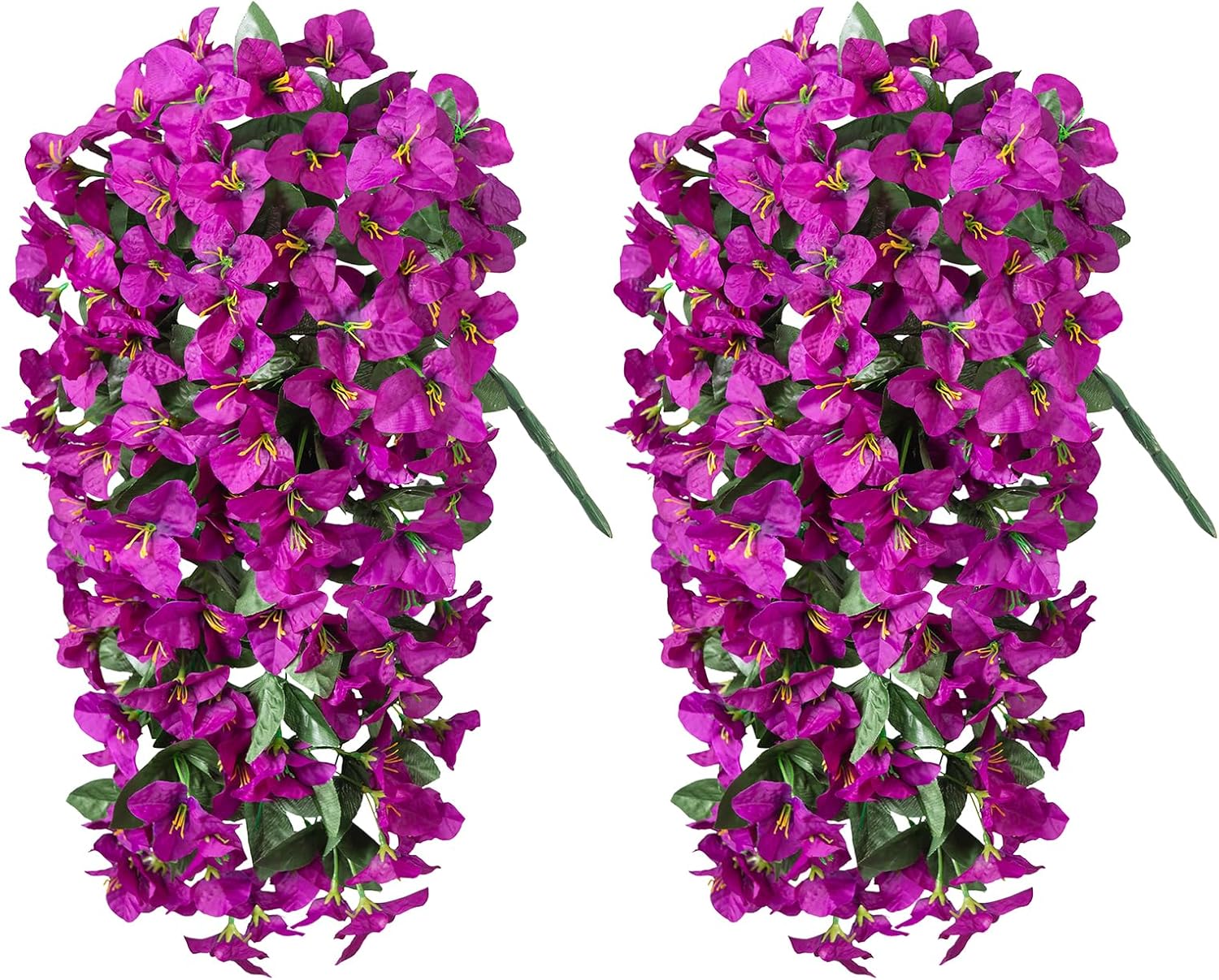 2 pcs Artificial Faux Bougainvillea Flowers Plants for Outdoor Outside Summer Decoration, Fake Silk UV Resistant Long Trailing Vines for Front Door Porch Planter Balcony (Purple Deep Lotus) - Image 7