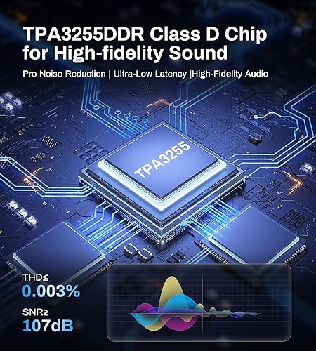 Miniatura 3 de Amplificador estéreo Bluetooth 5.3 para altavoces pasivos, 300 W x 2, 2 canales TPA3255 Clase D Mini amplificador de potencia estéreo receptor