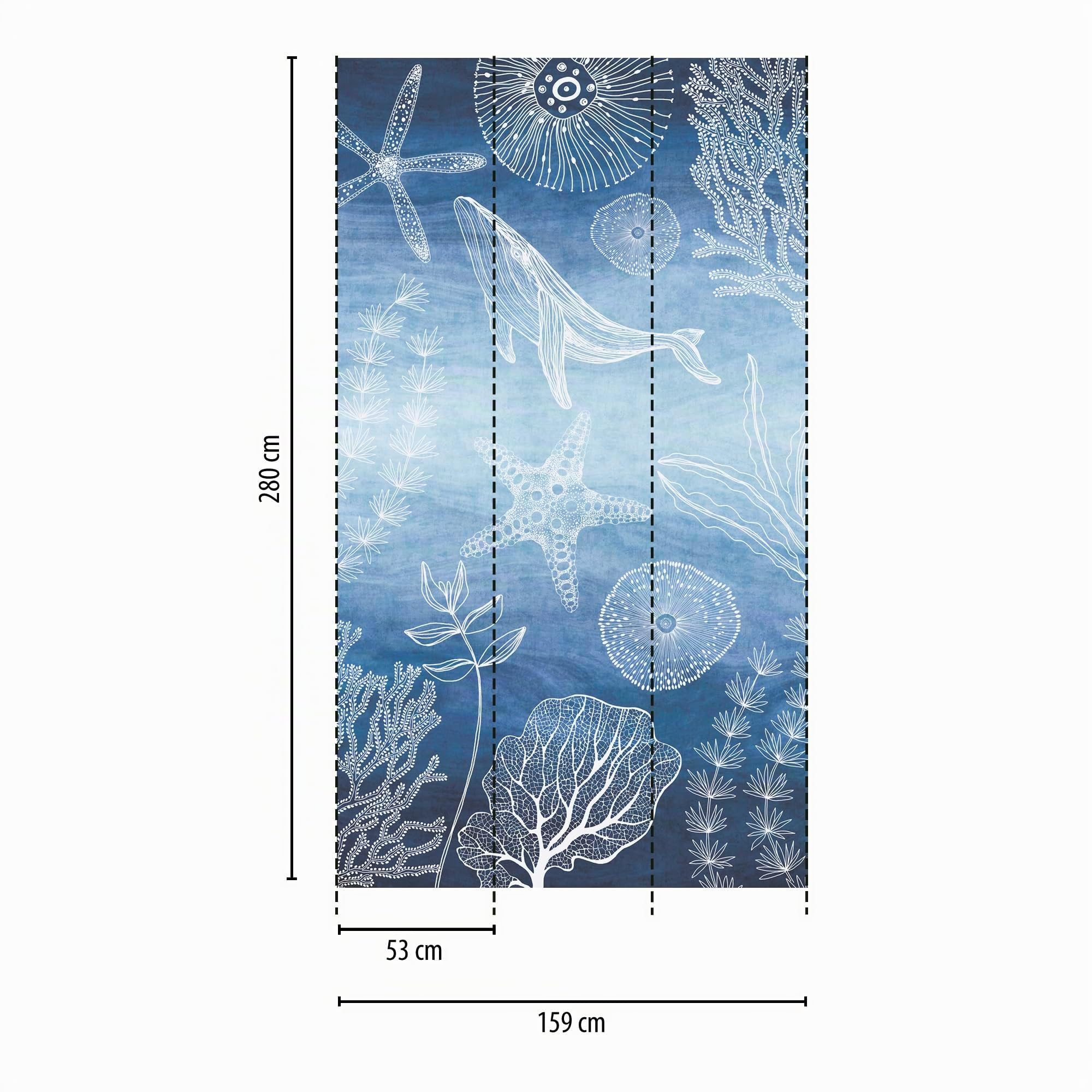 A.S. Création Lilly & Luis papel pintado no tejido con motivo para niños en azul, blanco – papel pintado animales marinos 8,80 x 0,53 m – 770601