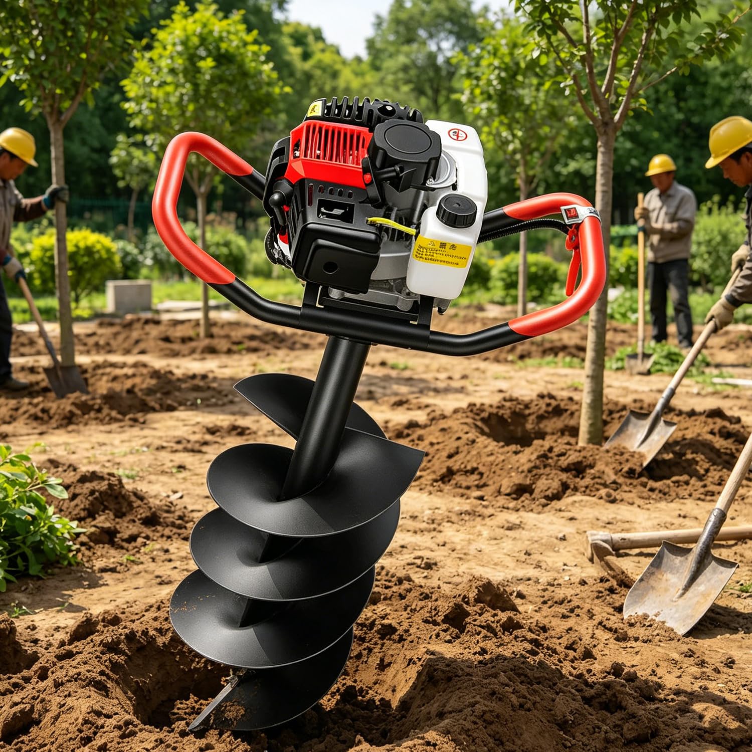 Qiang Trivella a Scoppio 199cc con Motore 4 Tempi, Mototrivella per Trapanare a Terra, Adatta per Installazione Recinzioni, Piantagione, Orto e Giardino, Struttura Resistente e Pratica 6cm