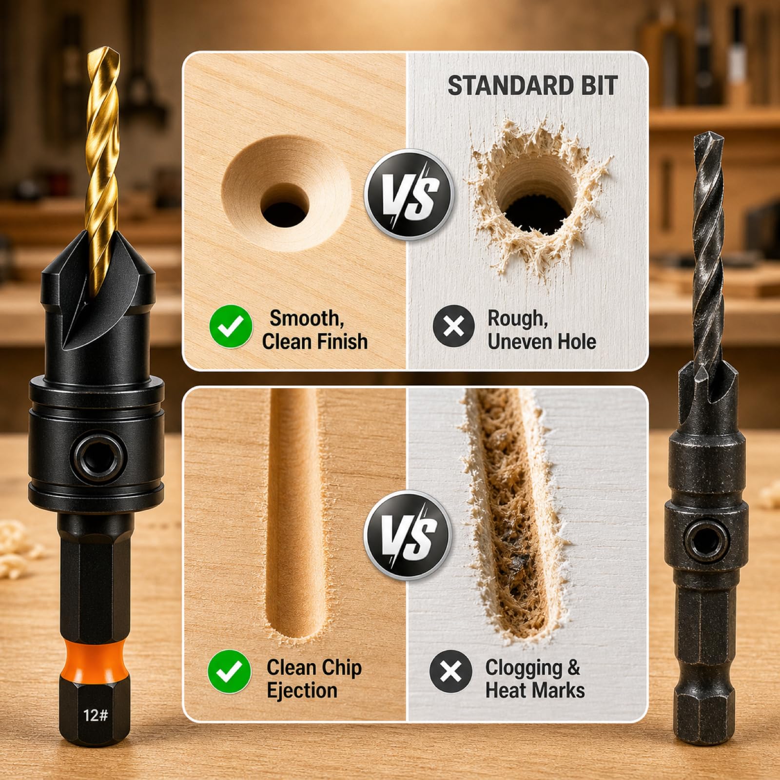 Countersink Drill Bit Set - 11 Piece Titanium -4 Countersink Drill Bit Set - 11 Piece Titanium -4