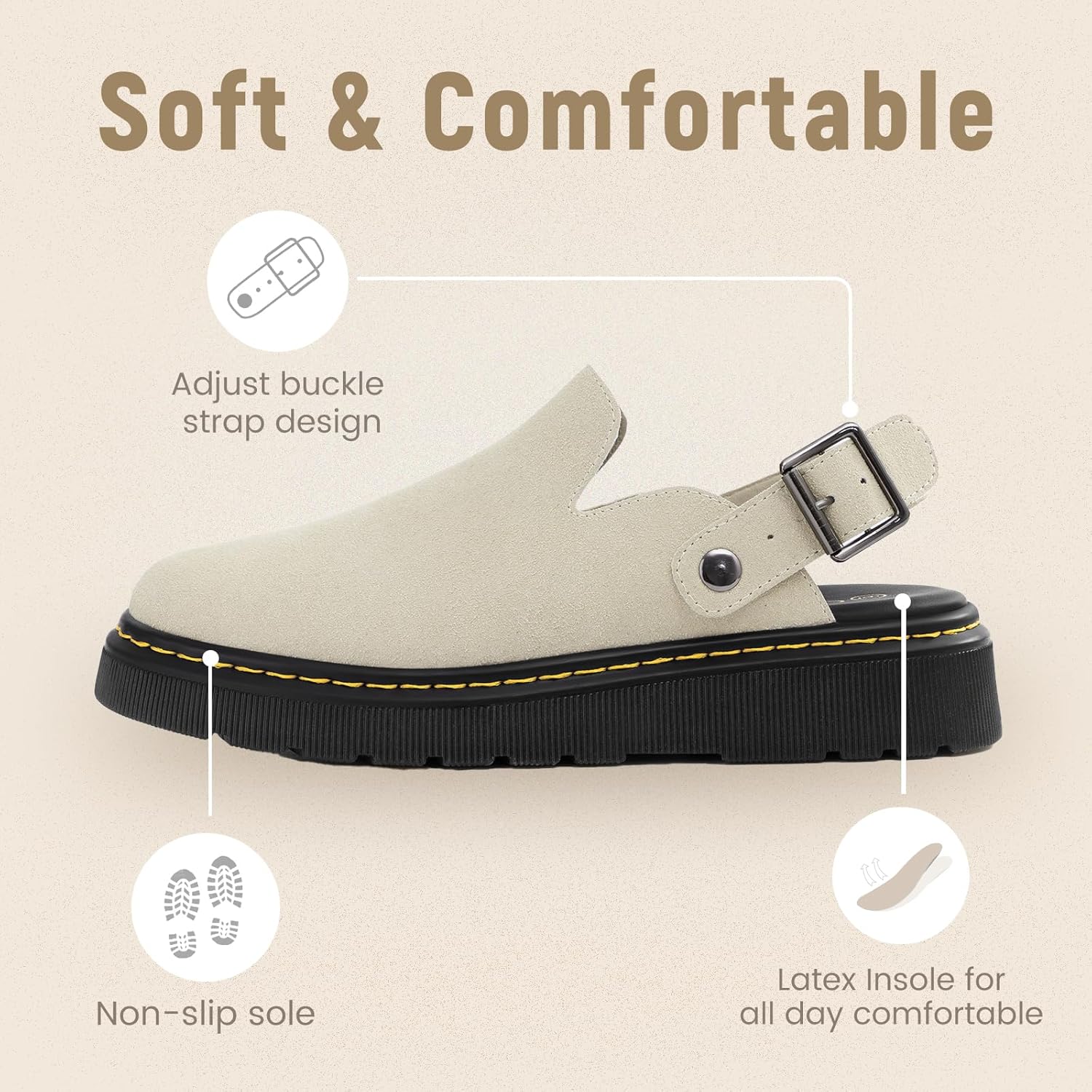 Athlefit Women's Clogs Shoes with Back Strap Comfortable Latex Footbed Slip-On Adjustable Slingback Mules Zapatos para Mujer - Image 3