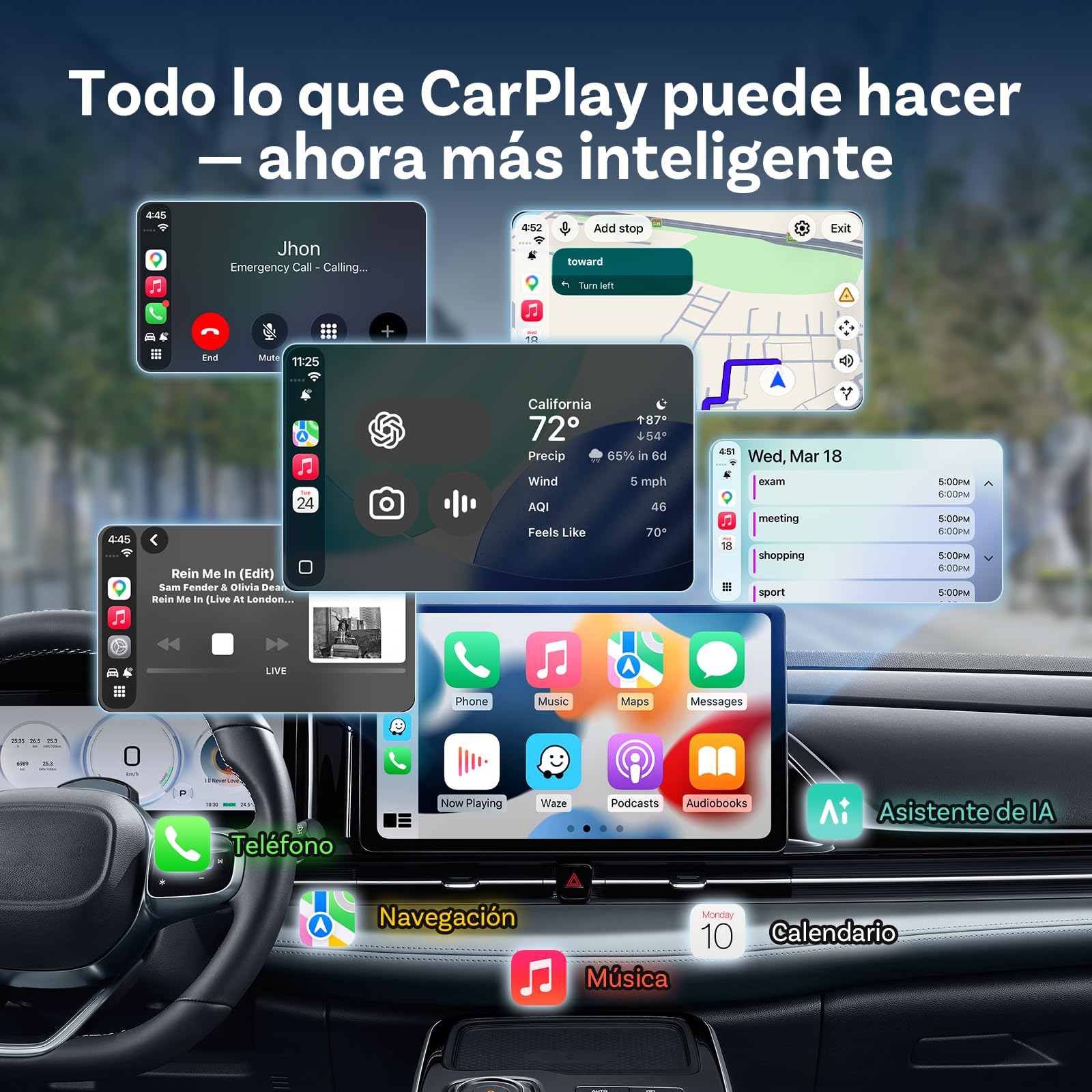 OTTOCAST Mini 3.0 Slim 2026 Upgrade Adaptador Wireless CarPlay, 2-en-1 para iPhone & Android Auto, Convierte CarPlay y Android Auto por Cable a inalámbrico, Negro