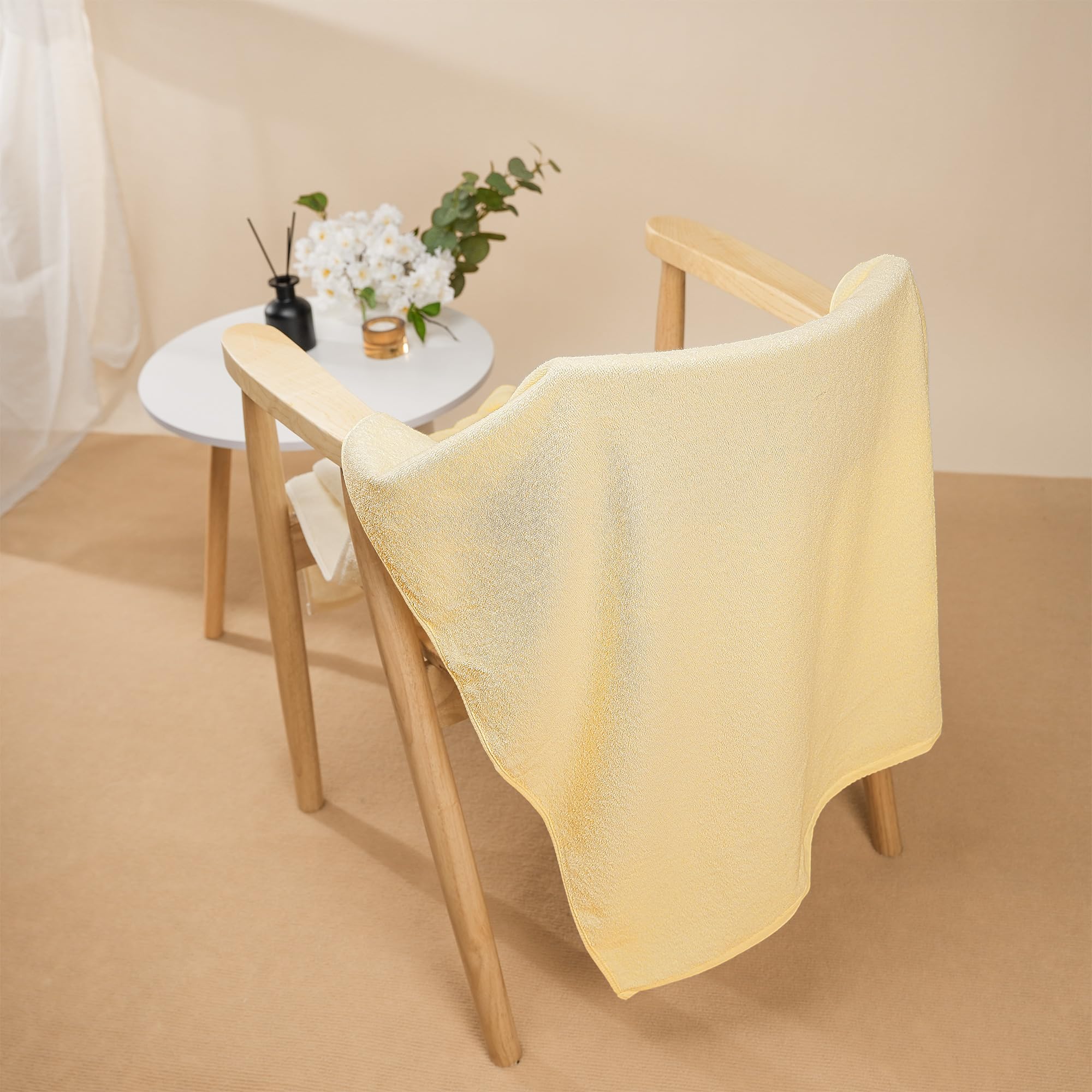 Vie TRIOMPHE 100% Cotton Yellow Bath Towel 70x140cm Super Soft Absorbent Quick Dry Bath Sheet for Bathroom Spa Gym Beach Hotel Home Use