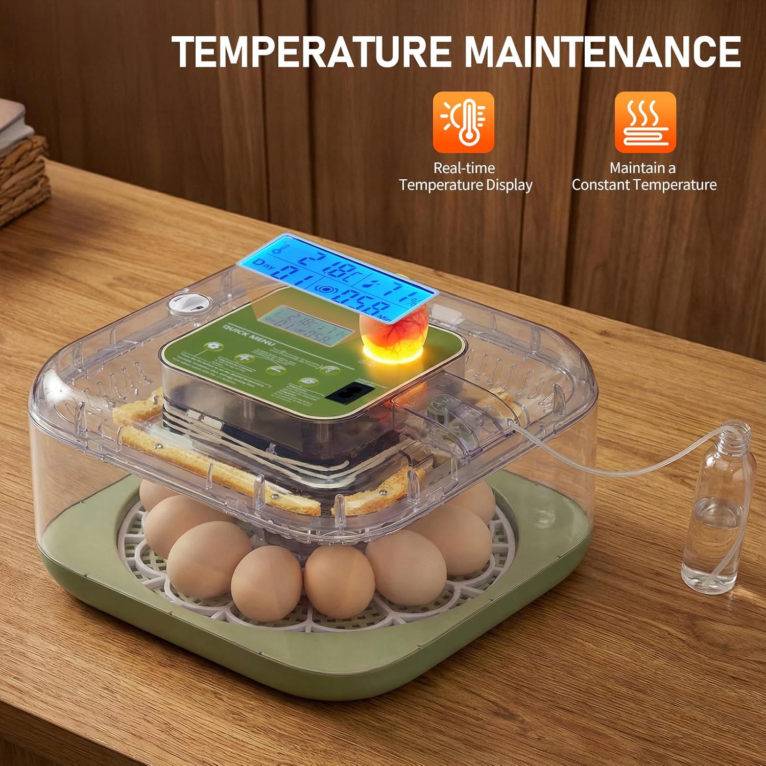 Winado Incubators for Hatching Eggs, 12 Egg Incubator with Automatic Egg Turning, Temperature & Humidity Control, Egg Candler, Automatic Water Filling and Day Counter for Eggs Hatching