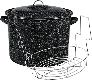 21.5 Quart Large Enamel Water Bath Canner with Rack - Food-Safe, Heavy-Duty Canning Pot for Jam, Salsa, Pickles & Homemade Preserves