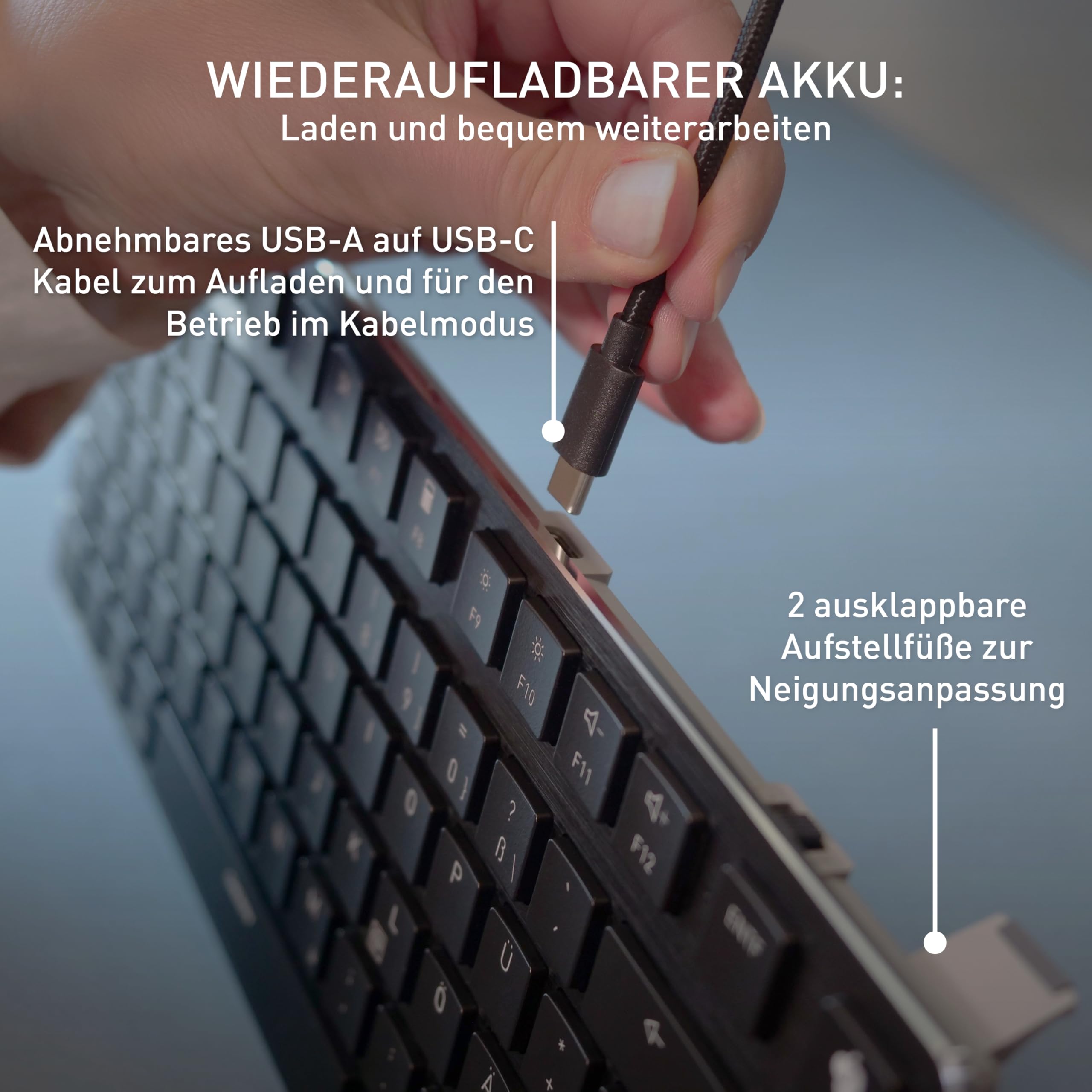 CHERRY KW X ULP 2.0 MINI, Ultra Flache Mechanische Kompakt-Tastatur, US-Layout (QWERTY), Für Windows & Mac, Multi-Device-Funktion Für Bis Zu 4 Geräte, Schwarz