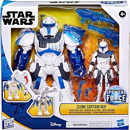 Miniatura 2 de STAR WARS Epic World of Action - Traje de capitán clon Rex Mech Force, traje Mech de 6.5 pulgadas y figura de acción de 4 pulgadas, juguetes para