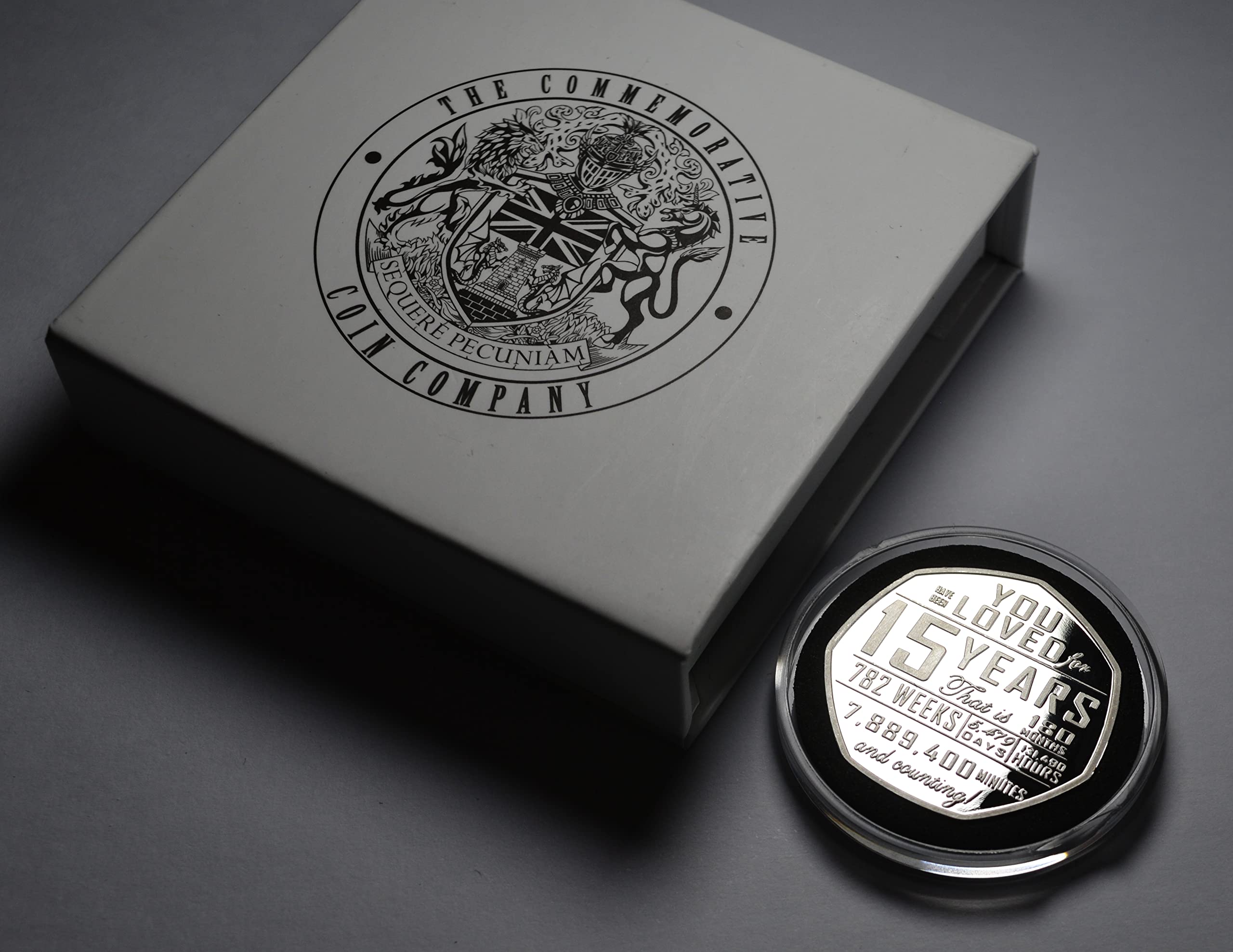 15th Birthday Silver Commemorative in Capsule and Gift/Presentation Box. 15 Years 'And Counting' Gift/Present Congratulations/Party/Ideas Celebrating 15 Fifteen
