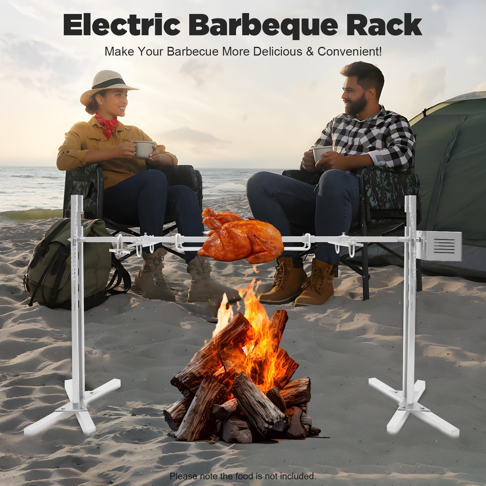 Barbecue à cochon de lait en acier inoxydable avec moteur, barbecue à rôtir pour cochon de lait, rôtissoire à brochettes réglable en hauteur, rôtissoire à broche en acier inoxydable commercial