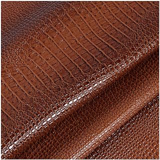 NIANTONG Cuero Imitación Tela PU Patrón de Cocodrilo Tela de Polipiel para Tapiza por Metro 138cm Ancho para Funda de Asiento de Silla de Sofá, Manualidades(Color:marrón)
