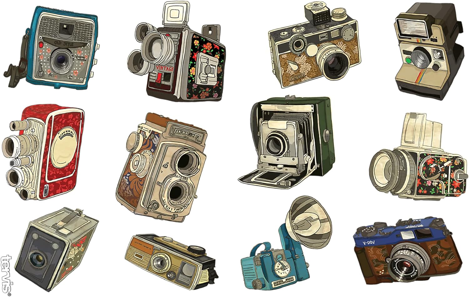 Tervis Retro Cameras Made in USA Double Walled Insulated Tumbler Travel Cup Keeps Drinks Cold & Hot, 16oz, Lidded - Image 2