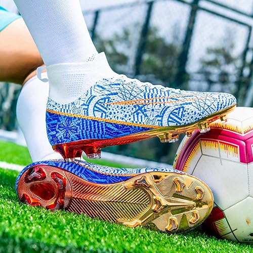 Miniatura 5 de Botas de fútbol para niños y niñas, FGAG, para interiores y exteriores, terreno firme, picos altos, para entrenamiento profesional