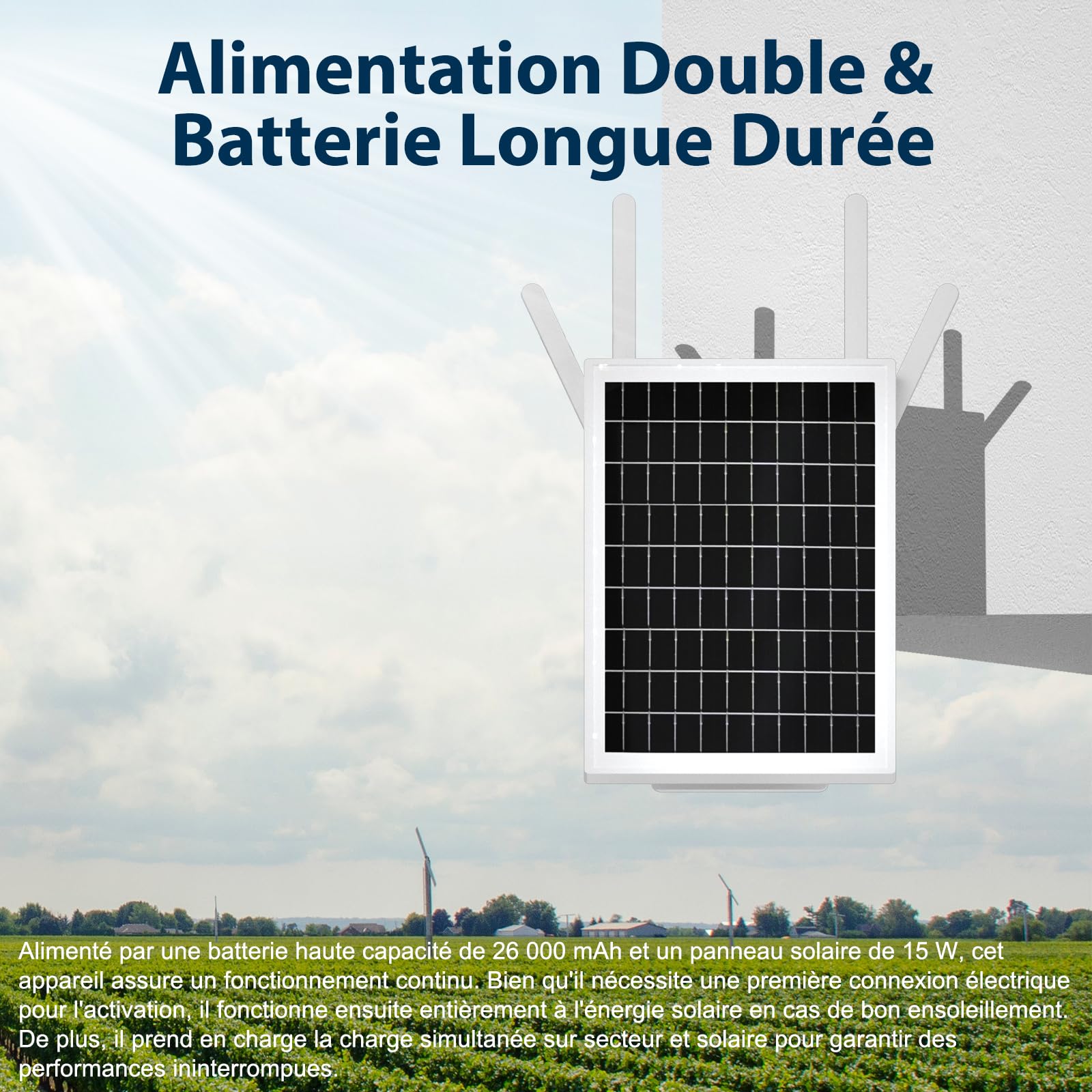 Routeur de Modem 4G LTE alimenté par Le Soleil