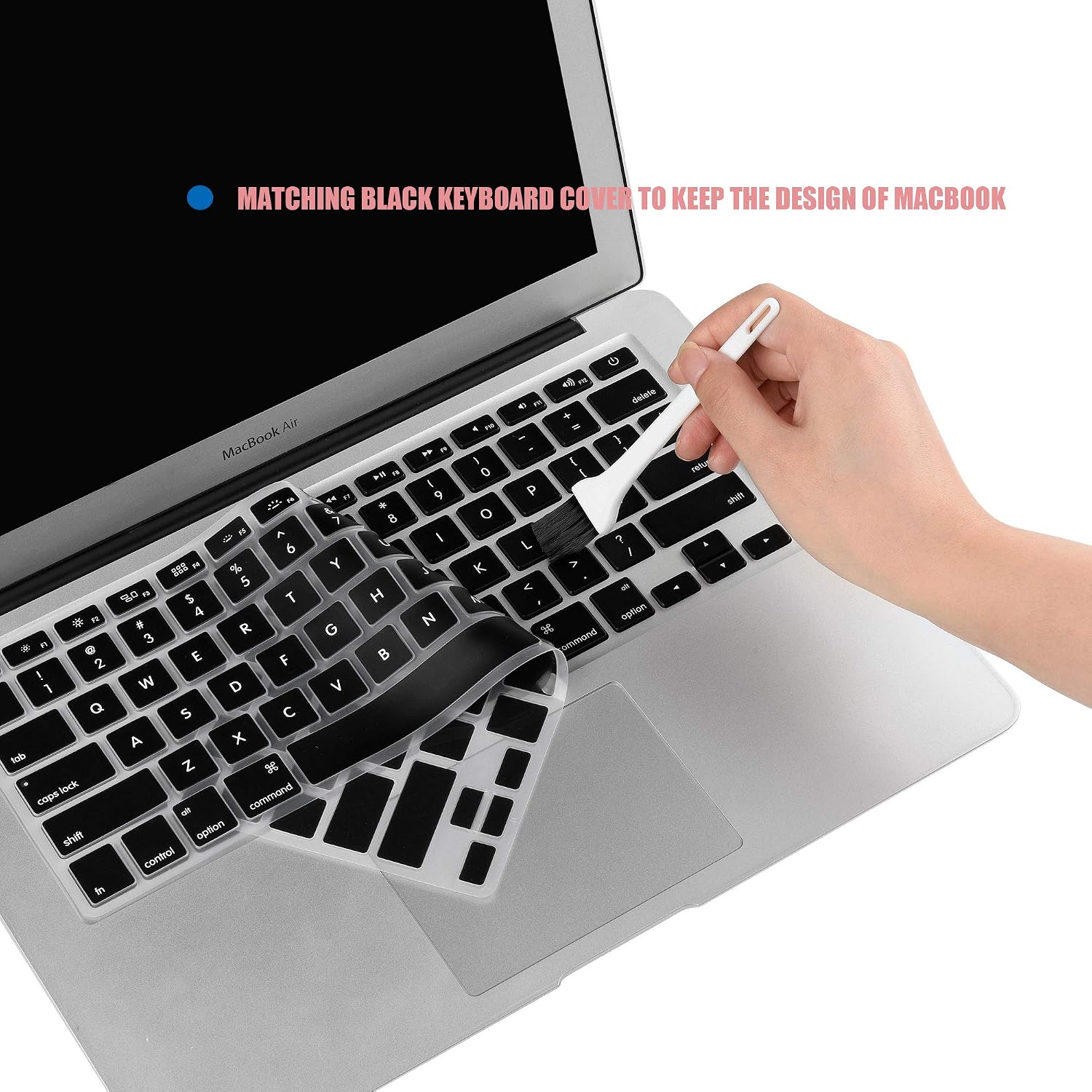 Laptop Hard Case for MacBook Air 13 inch Case A1369 A1466 Composition Notebook Cover (Old Version 2010-2017) with Silicone Keyboard Cover and Dust Brush-Notebook-Black
