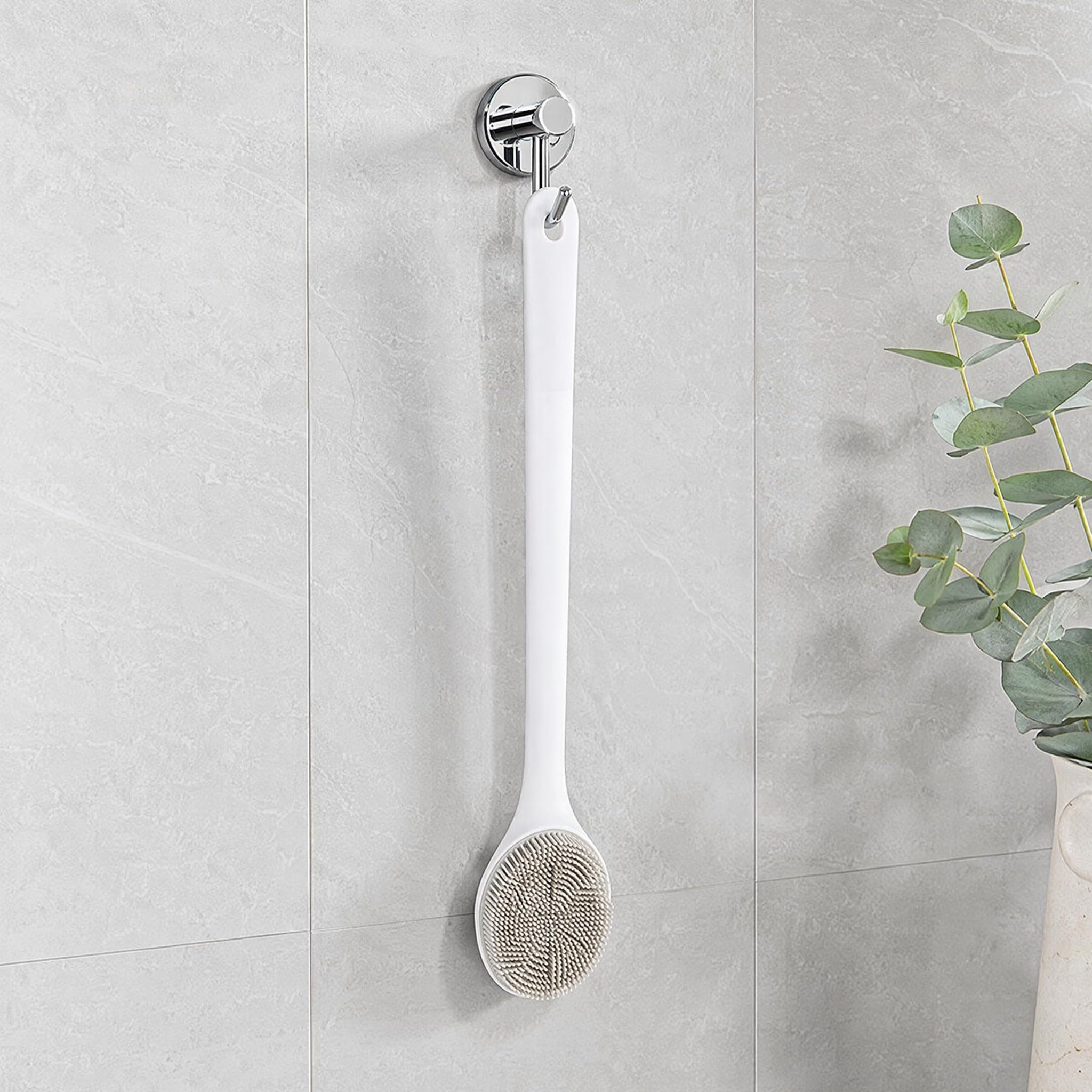 Housoutil 2 Piezas cepillo de silicona para fregar cepillo de baño de mango largo cepillo de exfoliación corporal cepillo de baño para la espalda fregadoras de limpieza de espalda limpio