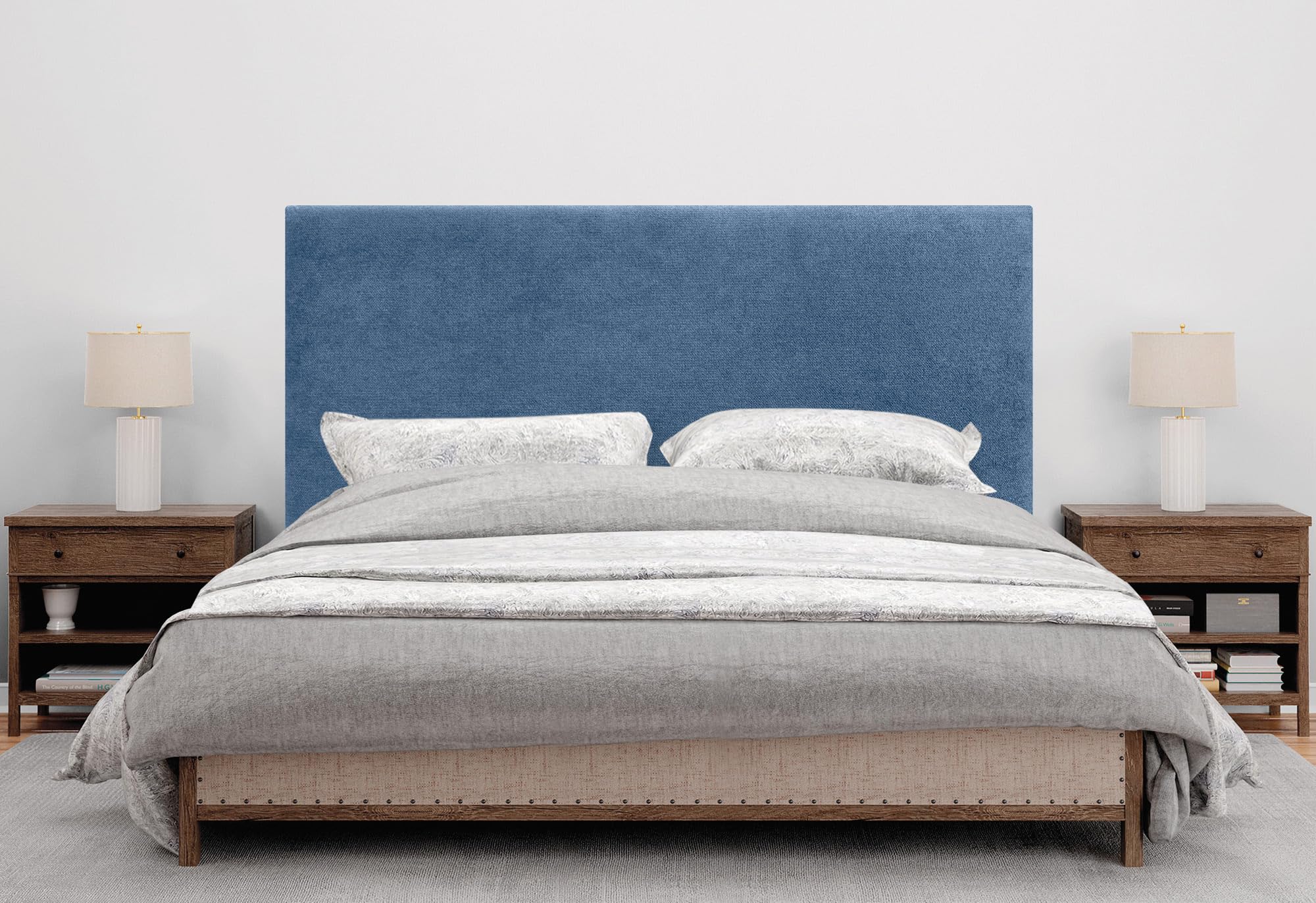 DHome - Testiera imbottita in ecopelle o tessuto Aqualine liscio, lussuosa, con gambe (ecopelle, bianco, 145 x 105 cm con gambe, per letto 120/135/140 cm