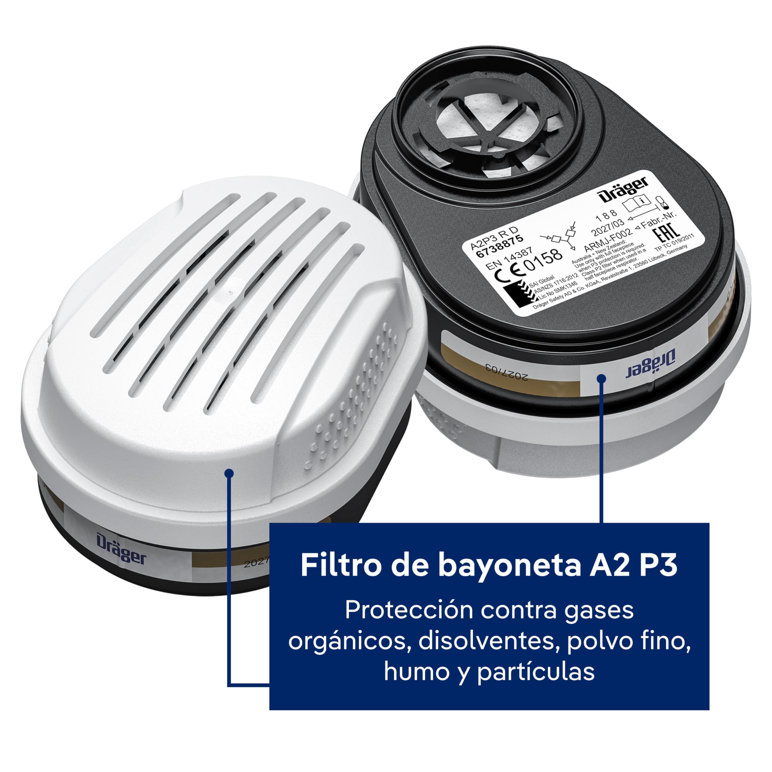 Dräger Kit básico de protección respiratoria artesanos – incluye media máscara X-plore 3300 M, filtros A2P3, 3 mascarillas FFP2, gafas X-pect 4200, tapones para los oídos y paños de limpieza