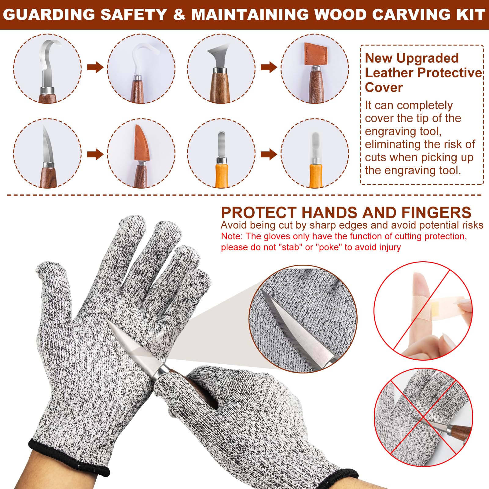 Ciseaux à Bois,30 in 1 Outils de Sculpture bois,Outillage Bois avec 12 Couteau Sculpture bois,Professionnel/Junior Outil de Ciseaux a Bois Kit DIY avec Gants anti-coupure,Pierres à Aiguiller