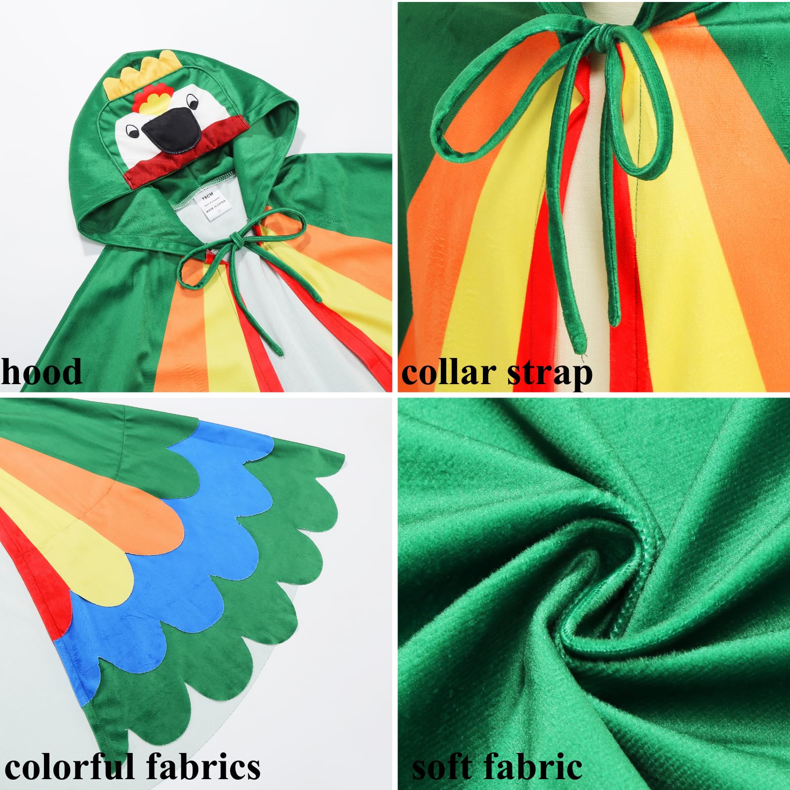 HAPNBCELE Kids Parrot Cape Costume - Image 4