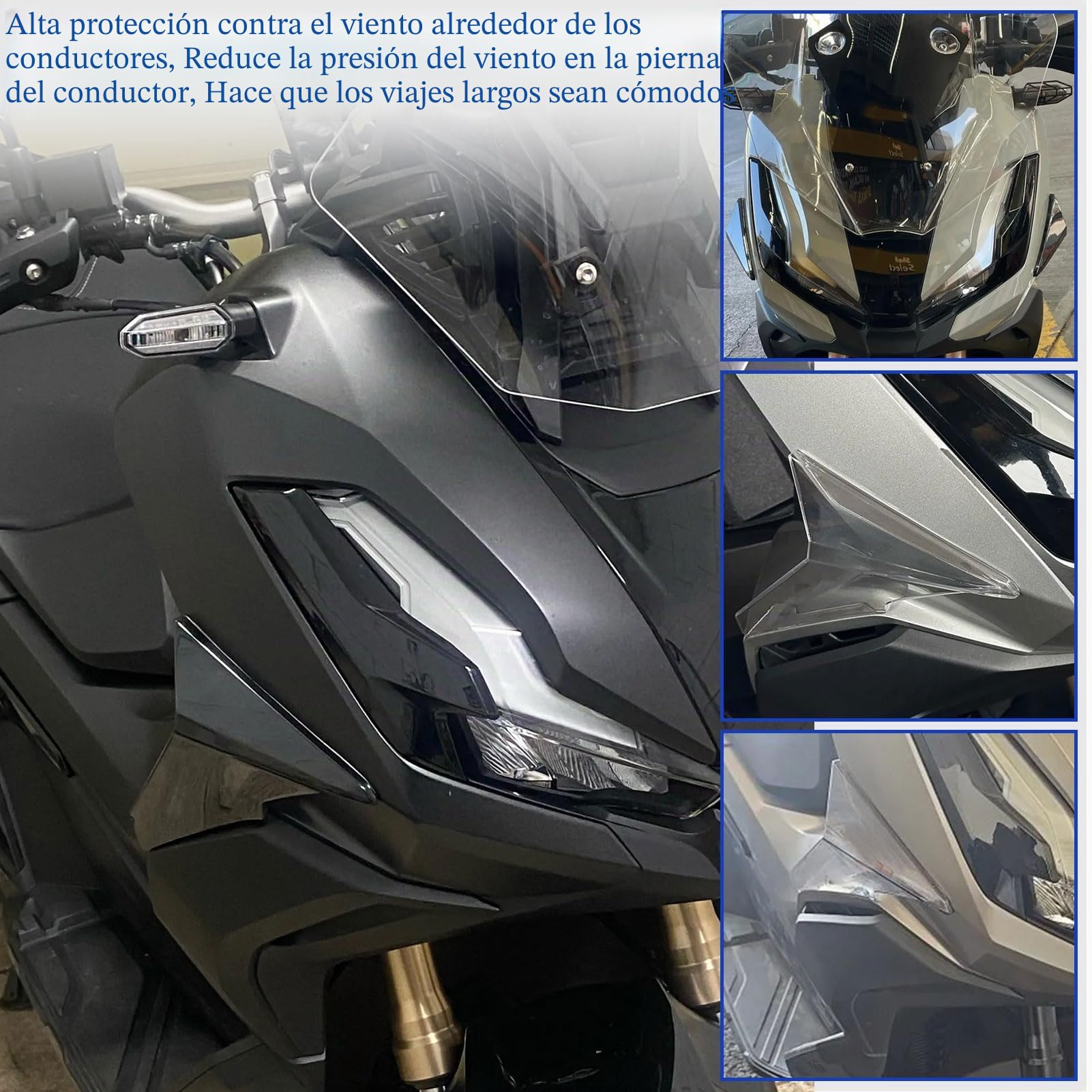 WOOGA Deflector de Viento de carenado de Pierna ADV350 Accesorios deflectores de Aire para Parabrisas Lateral de Motocicleta HO&N&DA ADV 350 ADV350 Accesorios 2022-2025 (Humo Negro)
