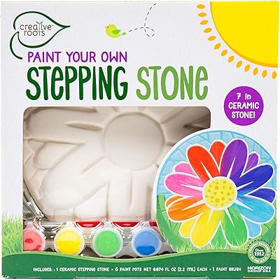 Sponsored Ad - Creative Roots Mosaic Flower Stepping Stone, Includes 7-Inch Ceramic Stepping Stone & 6 Vibrant Paints, Mos...