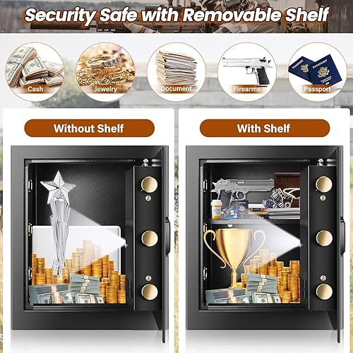 Miniatura 4 de Caja de seguridad impermeable de 05 cúbicos ignífugos con cerradura de combinación caja fuerte personal para el hogar con teclado LCD caja fuerte