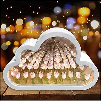 ADWYOBB Lampara De Tulipanes 20 Flowers DIY Tulip Mirror Night Light, LED Handmade Tulip Table Lamp Decoration Ornaments, Creative Gift for Teen Girls, Couple, Friends - Amazon.com
