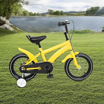 GDSKR 14 Inch Children's Bicycle, with Training Wheel Stabilisers, Girls Boys Outdoor Cycling Bicycle,Removable Stabilisers, Carbon Steel with Adjustable Seat, for 3-6 Years Old