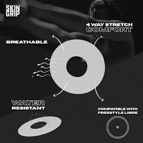 Vista 2 de Skin Grip Freestyle Libre 2 & Lingo Sensors Cover - Compatible con juegos de infusión, cinta adhesiva impermeable, cubiertas con corte