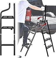 Vista 1 de Escalera plegable de 42 pulgadas y giratoria de 360 con pasamanos para camioneta, escalera plegable universal para puerta trasera con asa de agarre