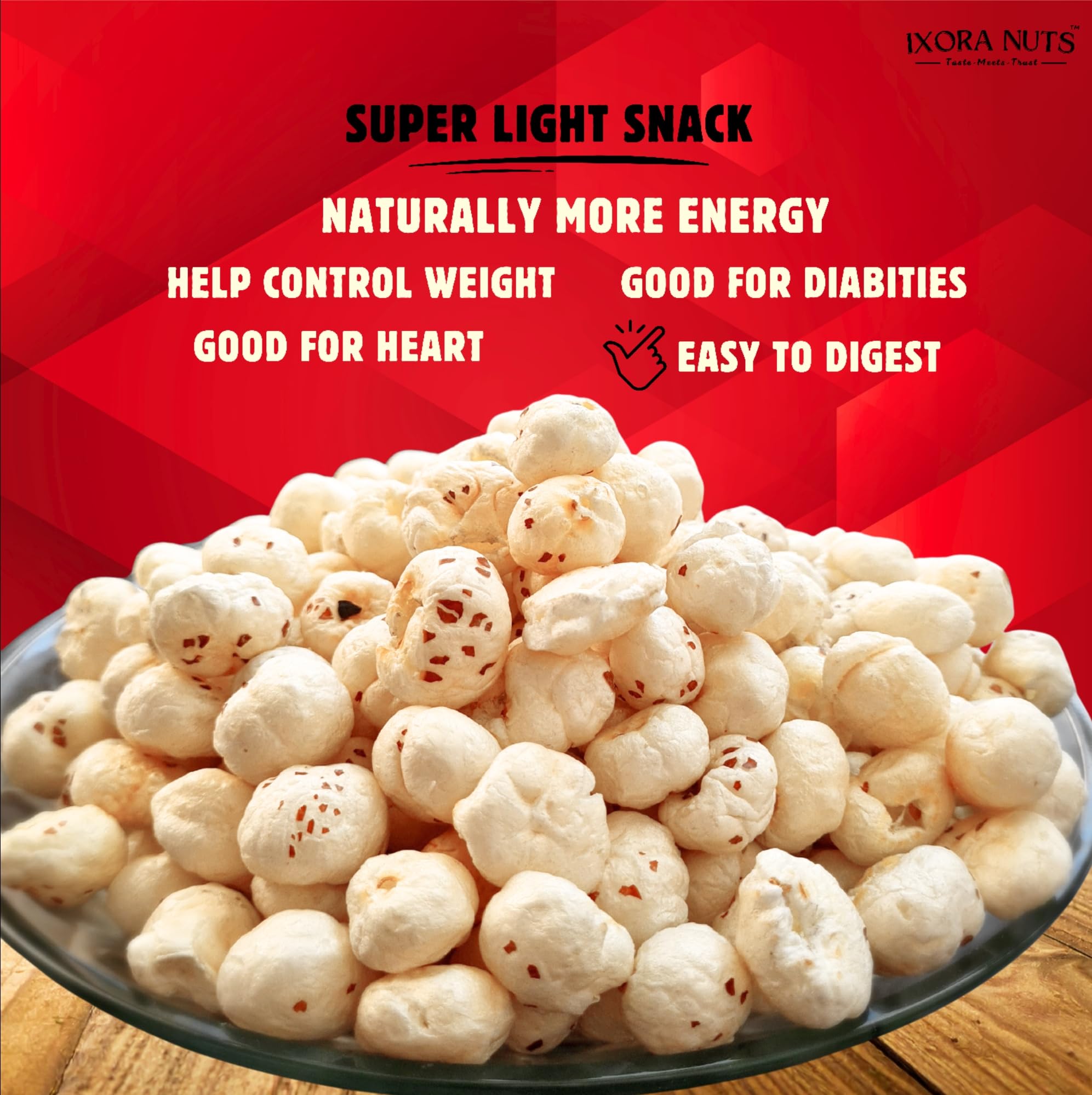 Ixora Nuts Makhana | Classic & Pure | Fit for Fasting, Raw Foxnut, Phool Makhana for Prasadam, Premium Lotus Seeds, Rich in Calcium, Natural & Crunchy, Direct from farm, No Added Preservative. 200g, Pack of 2 (200g×2) 1