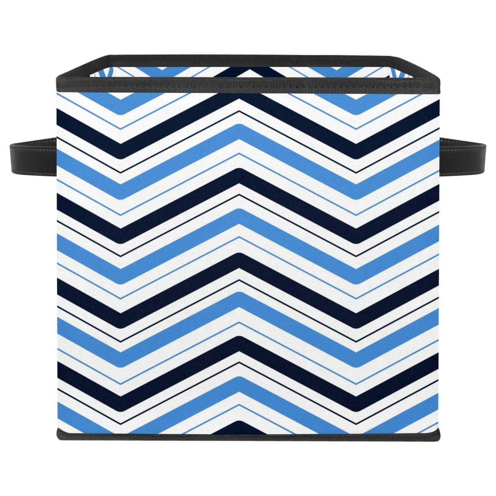Boîte de rangement pliable en tissu style nautique à rayures pour placard