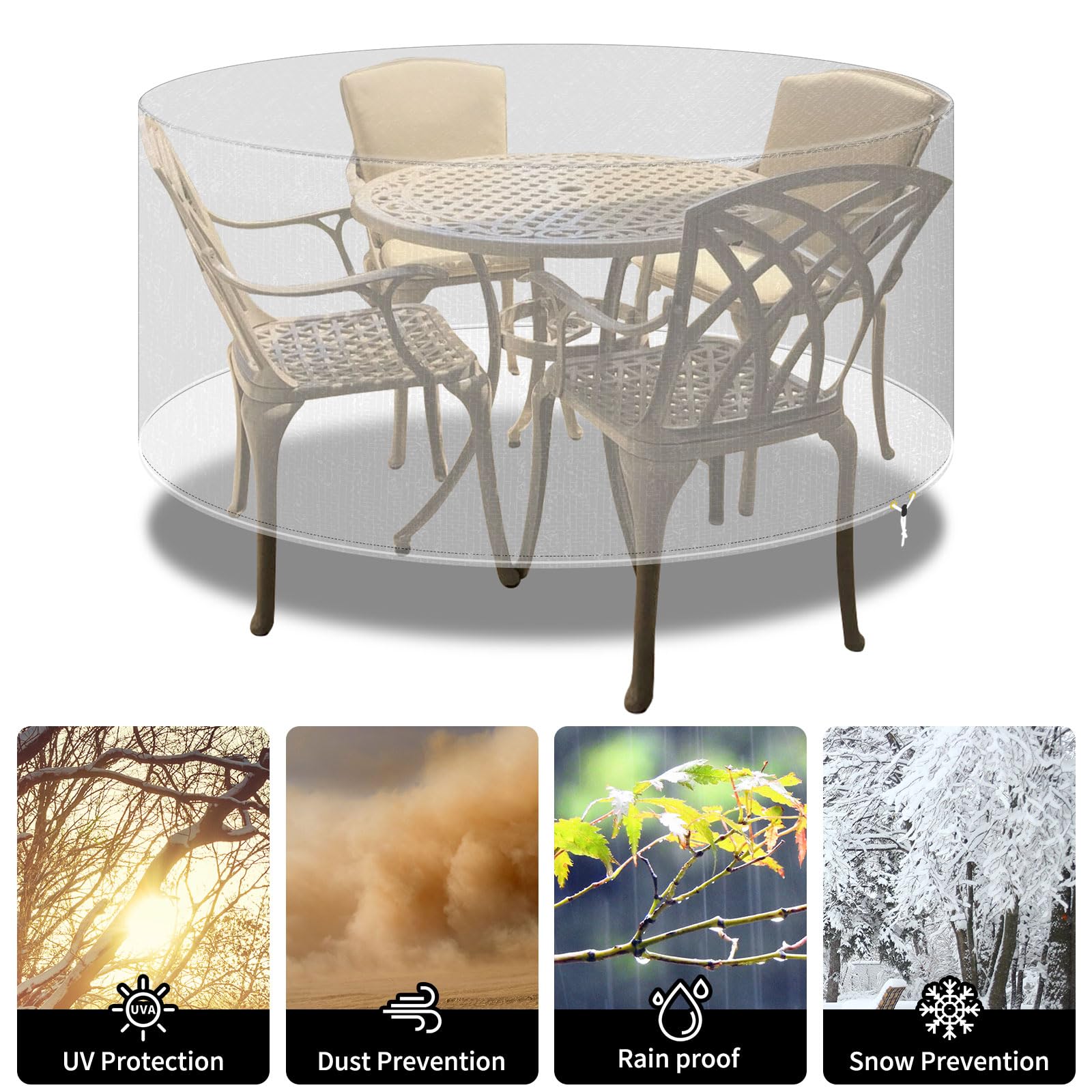 120 X 75CM Housse De Protection Table Ronde De Jardin, Housse Salon De Jardin Imperméable, 210D Oxford Bache Protection Table Exterieur Ronde | Leroy Merlin