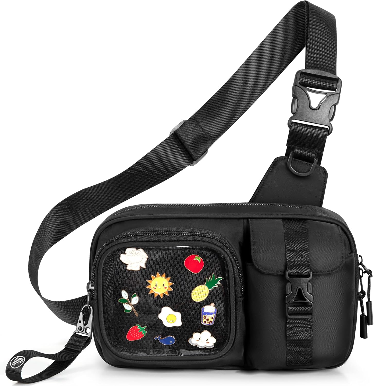Ita Chest Pack Pin Display Bag with Insert, Ita Sling Bag for Women, Black Pin Trading Purse for Travel Concert