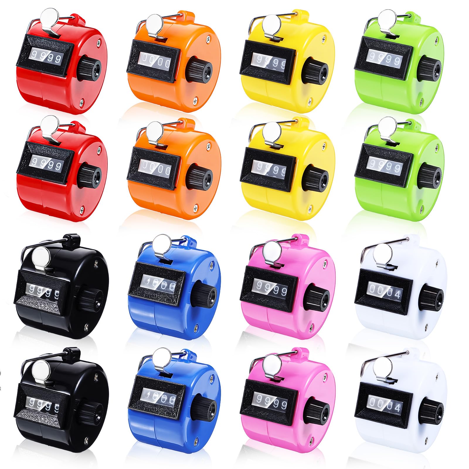 JOUTYFOR 16 Pcs Handheld Clicker Counter 4 Digit Mechanical Tally Counter Assorted Color Pitch Palm Counter for Counting Numbers Knitting Coaching
