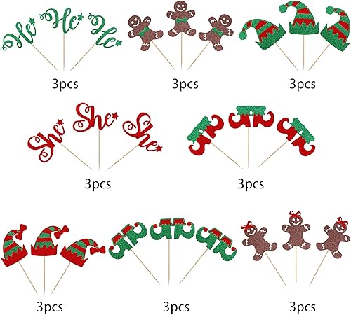 Miniatura 3 de Paquete de 24 Adornos para Cupcakes de Feliz Navidad, Adornos para Cupcakes para Revelación de Género, Adornos para Cupcakes de Árbol de Navidad,